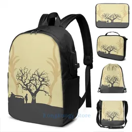 Backpack Funny Graphic Print True Detective Yellow King USB Charge Men School Bags Women Bag Travel Laptop