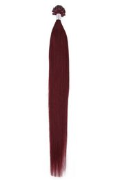 whole 200spack 08gs 14039039 24quot Keratin Stick u Tip Human Hair Extensions Brazilian hair 99j burgundy dhl Fa3331539