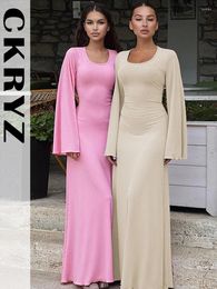 Casual Dresses Ladies Autumn Ribbed Long Sleeve V-Neck Sexy Bodycon Maxi For Women Fashion Birthday Party Club Wear Y2K Fall Outfit