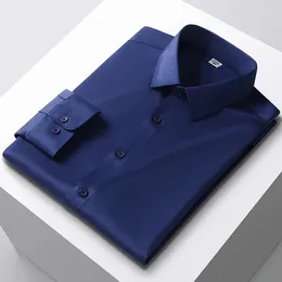 Men's Dress Shirts Shirt Spring/summer Long Sleeved Smooth Comfortable Elastic Wrinkle Resistant Solid Colour Luxury Business Banquet Formal