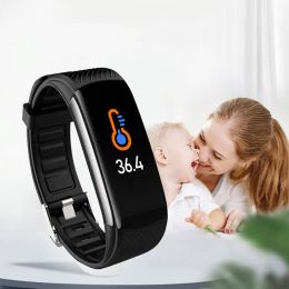 Watches C6T Smart Watch Waterproof Wristband Body Temperature Monitoring Blood Pressure Heart Rate Smartband Smart Bracelet