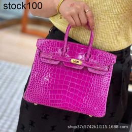 Platinum Handbag American Alligator Skin Bk25 Bag Full Manual Women's Hand Sewn Wax Thread Portable Luxury Handmade Genuine Leather