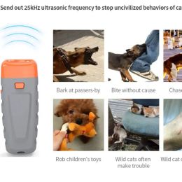 Repellents Portable Ultrasonic Pet Repeller, Anti Barking Stop Control, Training Device, High Power Dog Repellent, LED Flashlight