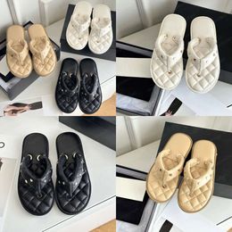 Slippers, Designer Top-notch Slide, Women's Flip Flops, Summer Sandals, Flat Metal Flower Letters, Love Leather Beach Shoes, Holiday Shoelace Boxes