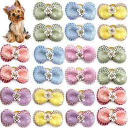 Dog Apparel 50/100pcs Flower Hair Bows Cat Pet Accessories With Rubber Band Puppy Grooming Different Colors