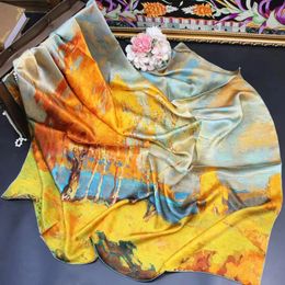 Women 100% Natural Silk Scarf Square 110x110cm Mulberry Scarves Shawls Hijab Head Bandana Spring Summer Autumn 240410