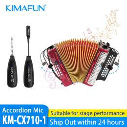 Tripods Kimafun 2.4g Wireless Dual Accordion Microphone Professional Musical Instrument Condenser Mic Designed for Accordionist,musician