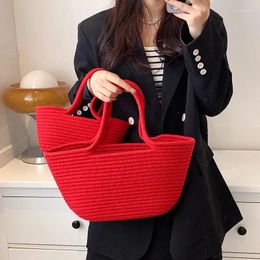 Evening Bags Straw Bag For Women 2024 Trend Cotton Rope Designer Purses And Handbags Girls Casual Open Weave Beach Carrycot Totes