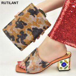 Dress Shoes 2024 African Arrival Nigerian Italian Design Colofur Decoration Ladies And Bag Set For Party Wedding Open Toe