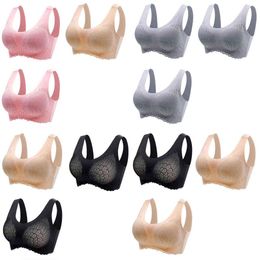 Plus 3pcs Size Bras for Women Push Up Seamles Bra Latex Bralette Top Bh with Pad 3XL 4XL Comfort Cooling Gathers 211110 lette Comt