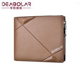 Wallets Business Wallet Men Short Slim Male Purses 3 Fold Zipper PU Leather Holder Cartera Hombre Monedero