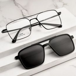 Men Classic Polarised Clip On Sunglasses Pilot Double Beam Alloy Glasses Frame Optical Retro Sunshades Eyewear 240418