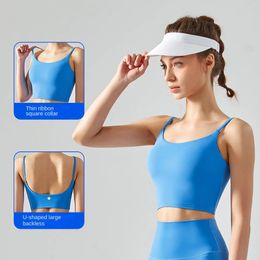Women's Tanks Sports U-shaped Vest Thin Shoulder Straps Beautiful Back External Wear Fitness Suspender Yoga Suit Bra Top LL-098 Tank Women