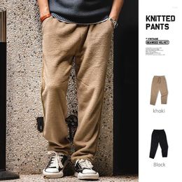 Men's Pants Maden Polar Fleece Knitted Sweatpants Autumn Winter Casual Baggy Jogger Elastic Waist Drawstring Trousers Warm Tracksuits