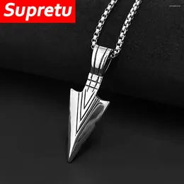 Pendant Necklaces Vintage Norse Odin's Spear Necklace Men Punk Stainless Steel Vikings Arrow Amulet Scandinavian Jewelry Gift