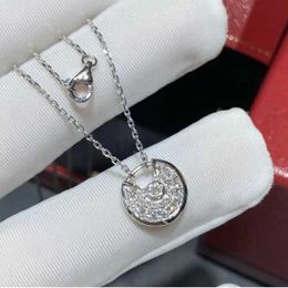 Designer Brand S925 Silver Carter Amulet Necklace Plated with 18K Rose Gold White Fritillaria Red Agate Safety Talisman Full Diamond Collar Chain