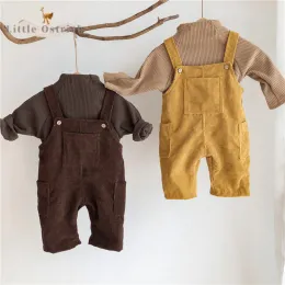 Pants Newborn Baby Girl Boy Corduroy Suspender Pant Autumn Cotton Shirt Infant Toddler Child Middle Waist Trouser Baby Clothes 9M2Y