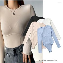 Women's T Shirts Spring Special-Interest Design Small Round Neck Tight Jumpsuit Stretch All-Matching Long Sleeve T-shirt Threaded Undershirt