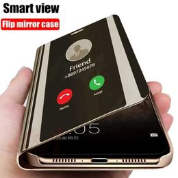 Cell Phone Cases For Honor 90 Lite 5G Case Luxury Smart Mirror Flip Stand Phone Case For Honar Honer 90Lite Light 5G Anti-fall Protect Back Cover 240423