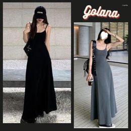 Casual Dresses Spaghetti Strap Women Retro Sexy Slim Simple Daily Streetwear Ulzzang Midi Trendy Pure Vestidos Summer Ladies Sleeveless