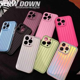 Cell Phone Cases Fashion Luxury Stripe IMD Soft Silicone Phone Case For Iphone 11 12 13 14 Pro MAX 14plus 13pro Two-color Border Back Cover Capa d240424