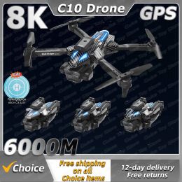 Drones New C10 Max GPS Drone 8K HD Optical Flow Positioning Obstacle Avoidance Gesture Photography Foldable Quadcopter Hold Apron Sell