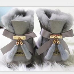 Boots Real Fur 2024 Shoes Women Snow Wool Winter Warm Genuine Sheepskin Leather Natural Non-Slip