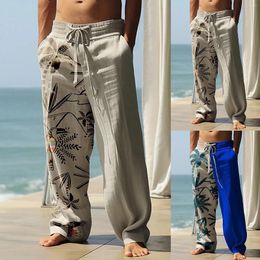 Men's Pants Casual Middle Youth Four Faced Printmaking Straight Trousers