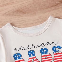 Clothing Sets Born Baby Girl 4th Of July Outfits Short Sleeve American Babe Tshirt Flag Shorts Headband Set Summer Clothes 3Pcs