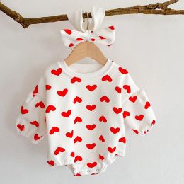 One-Pieces New 2023 Autumn Toddler Clothing Baby Girls Loving Heart Rompers Kids Baby Clothing Toddler Baby Girl Rompers