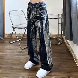 Women's Jeans 2024 Baggy Black Women Dye Washed Straight Wide Leg Pants High Waist Goth Vintage Streetwear Denim Casual Hippie Trous