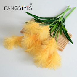 Decorative Flowers 3 Forks Artificial Simulation Of Reed Plants For Home Decor DIY Wedding Party Table Living Room Office Decoration