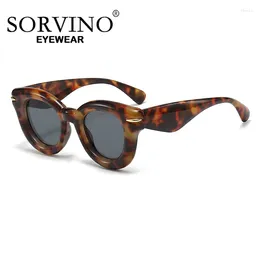 Sunglasses SORVINO 2024 Inflated Round Women Cat Eye Sun Glasses Trends Y2k Punk Hip Hop Vintage Shades Eyewear