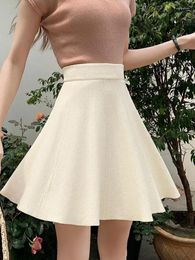 Skirts Elastic Waist Skirt Short Summer Mini Sexy Thin Knitting Pleated Women High Ladies Blue Black Apricot Simple Casual