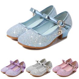 Sandals Fairy Girl High Heels Princess Shoes Halloween Cosplay Kids Shiny Sofia Cinderella Aurora Rapunzel Party Dress Up Leather Shoe 240423