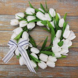 Faux Floral Greenery Spring Grass White Tulip Simulated Artificial Flower Spring Grass Mothers Day Wedding Decoration Garden Home Decoration T240422