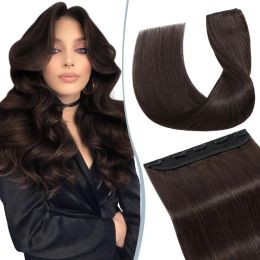 Piece Straight Clip in Hair Extensions Real Human Hair 3/4 Full Head Weft Thicker Hair With 5 Clip High Quality For Women #2 One Piece