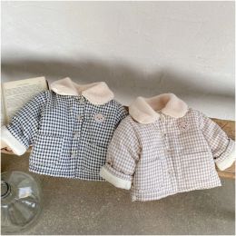Sets 2023 Toddler Girl Winter Coat Outfits Baby's Korean Style Plaid Bear Quilted Warm Cotton Jackets Kid Thickened Daily Clothing