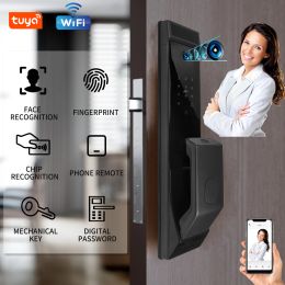 Control PHIPULO Tuya Smart 3D Face Recognition Unlock Digital Lock With Camera FIngerprint Password Unlock Keyless Electronic Door Lock