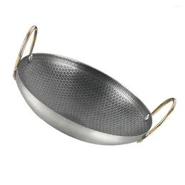 Pans Stainless Steel Non Stick Pan Home Alcohol Pot Cooking Utensil Flat Skillet Double Ear Household Jug Birthday Present