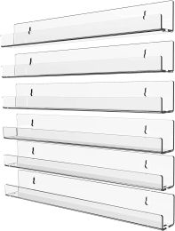 Racks 15" Clear Acrylic Floating Shelves Wall Mounted Floating Storage for Kids Bookshelf Display Ledge Wall Shelves