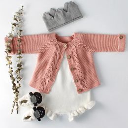 Sets Baby Girls Clothes Autumn Baby knitted Romper Set Infant Newborn Baby Girl Cardigan Boys Sweater Cotton Baby Jumpsuit For Girls