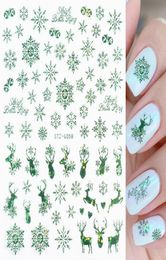 Christmas Nail Stickers Self Adhesive Green Sparkly Sticker 3D Snowflake Slider Gift Nails Foil Wraps Manicure Tips6101567