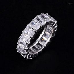 925 SILVER PAVE SETTING FULL SQUARE Simulated Diamond CZ ETERNITY BAND ENGAGEMENT WEDDING Stone Rings Size 5 6 7 8 9 10 11 121210o5991963