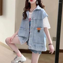 Women's Vests Denim Vest Women Spring Autumn Loose Ladies Sleeveless Waistcoat Large Size Jacket Female Outerwear Fashion Streetwear