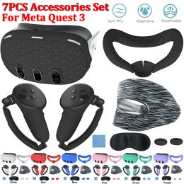 Glasses Silicone Protective Cover Shell Case For Meta Quest 3 VR Headset Head Face Cover Eye Pad Handle Grip Button Cap VR Accessories