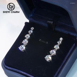 Stud Earrings Luxury Jewellery S925 Sterling Silver Drop Platinum Plated Never Fade 5A Zircon For Women Wedding Super Flash