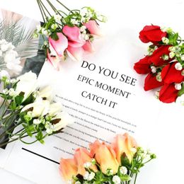 Decorative Flowers Artificial Flower Rose For Home Modern Decoration Accessories Valentine's Day Wedding Silk Decor Velvet Room Table Gifts