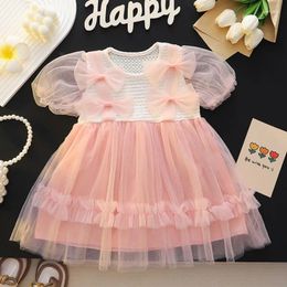 Girl Dresses Toddler Baby Tutu Dress Summer Fashion Short Sleeve Princess Cute Bow Wedding Party Born Clothes