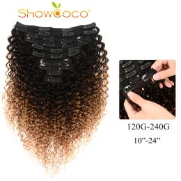 Head Head Head ShowCoco Human Hair Clip In T1b/4/27 Colour Curly Clip Ins 100% Remy Hair 1024 Inches Clip In Hair